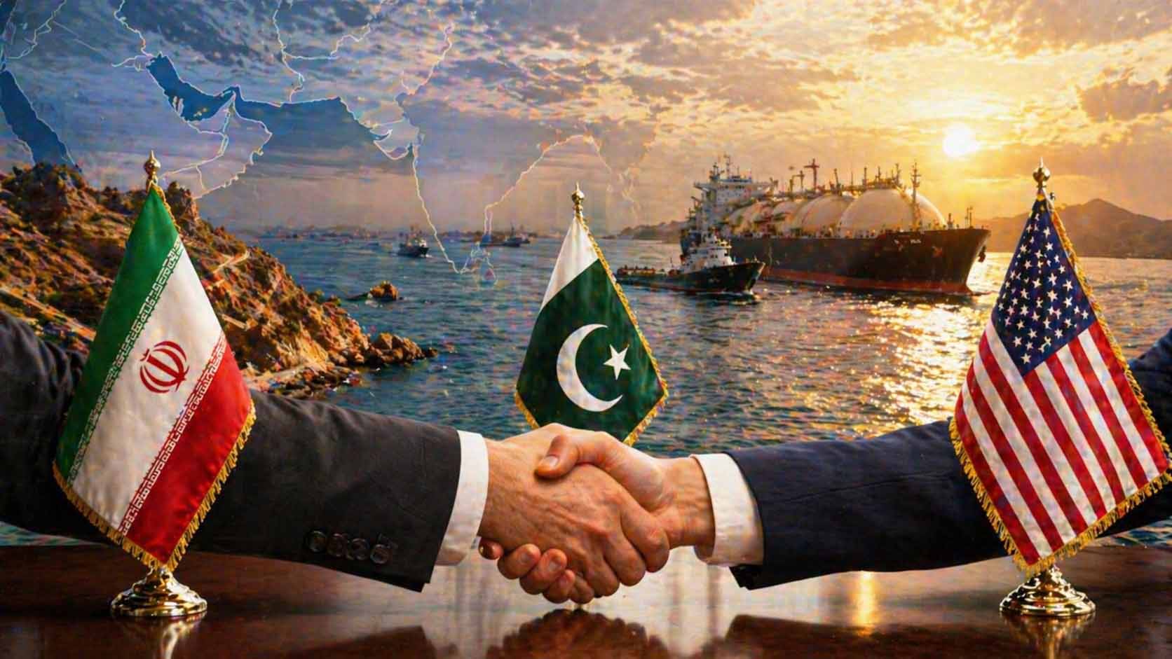 Iran US talks 2026 showing diplomatic meeting and Strait of Hormuz trade route