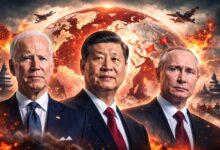 global political tensions 2026 concept showing world leaders, conflict map and international relations crisis