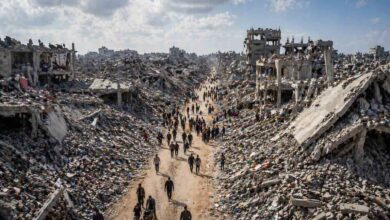 Gaza reconstruction cost 2026 showing damaged buildings and infrastructure after conflict in Gaza Strip