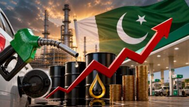 Petrol price hike Pakistan 2026 showing fuel station and rising oil prices