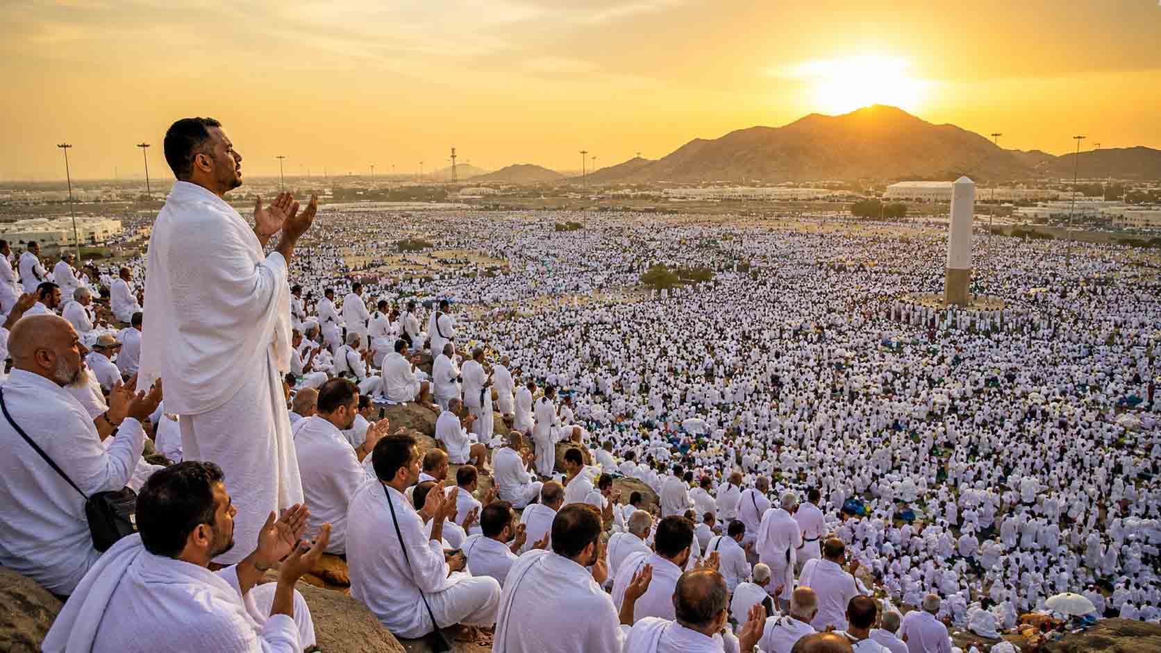 Hajj 2026 Wuqof Arafat with millions of pilgrims gathered in the plains of Arafat