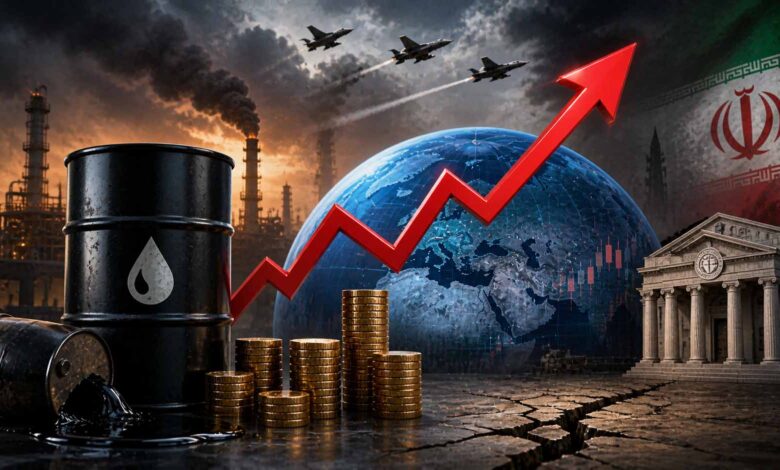 Iran war impact 2026 showing rising oil prices and global economic pressure