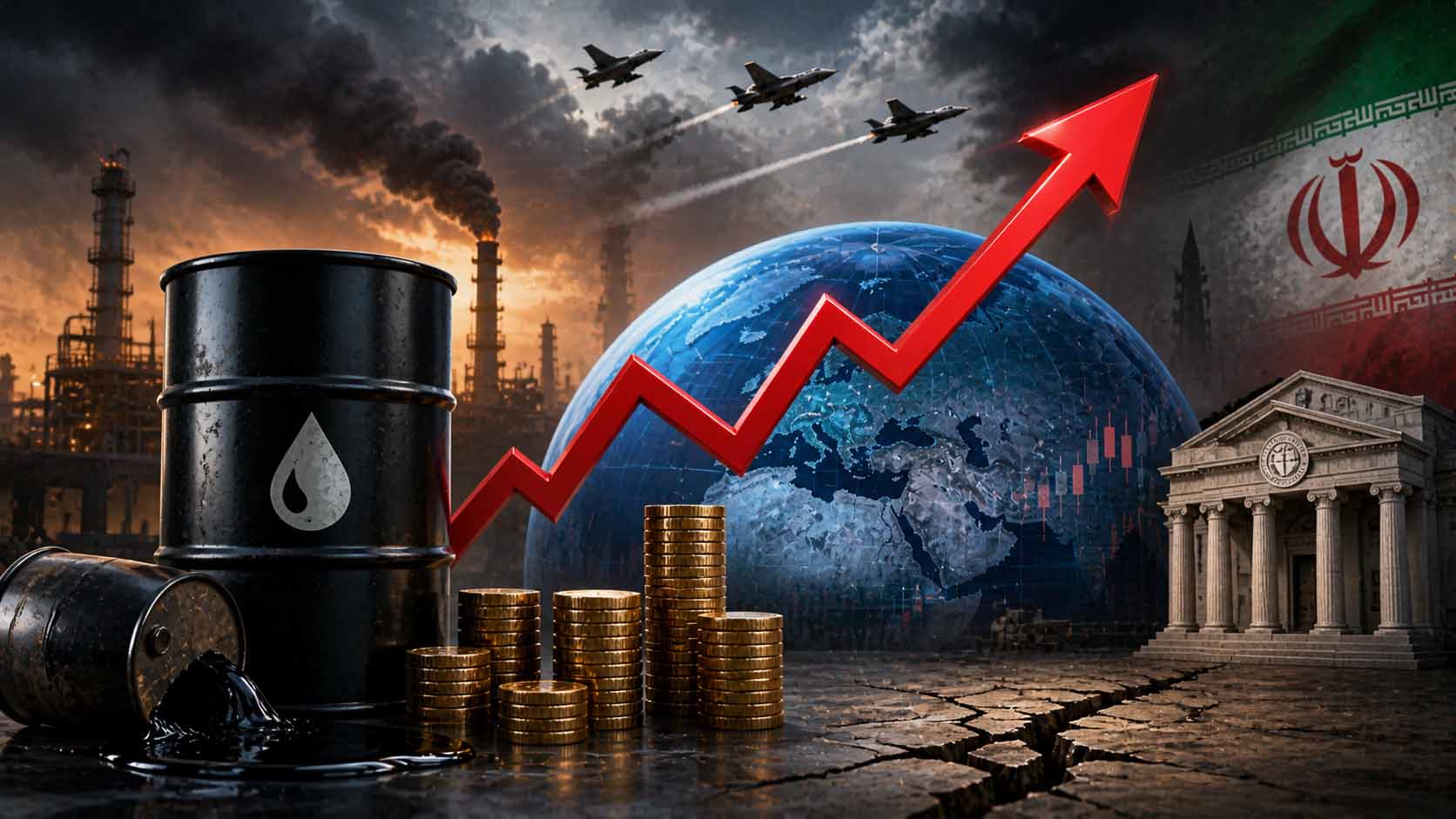 Iran war impact 2026 showing rising oil prices and global economic pressure