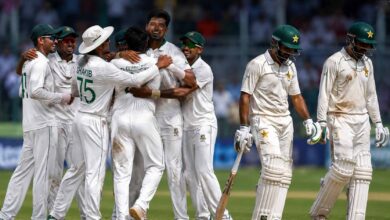 Bangladesh vs Pakistan Test series 2026 showing Bangladesh players celebrating historic Sylhet victory