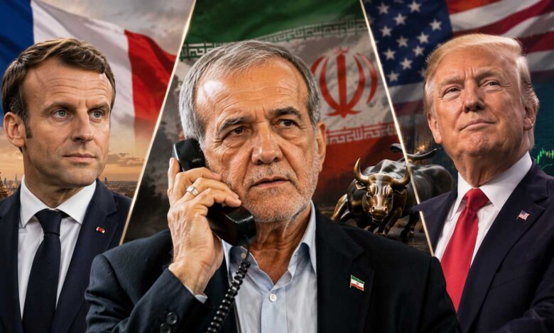 Iran US tensions 2026 showing Masoud Pezeshkian during diplomatic talks with global political backdrop