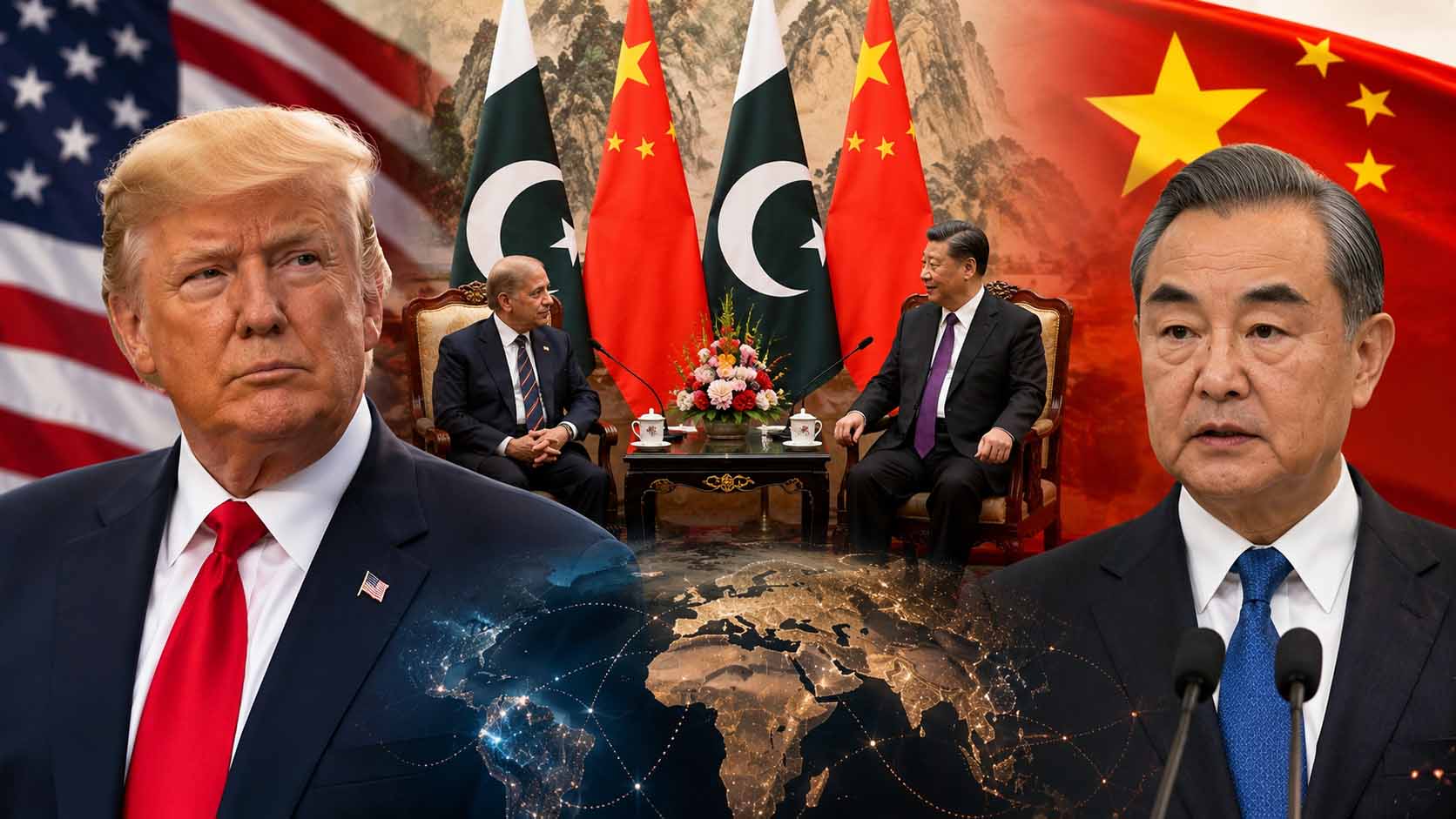 China Pakistan mediation 2026 showing diplomatic talks involving China, Pakistan, and the US