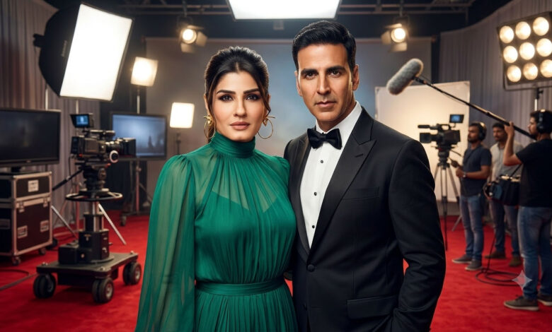 Raveena Tandon and Akshay Kumar attending a film event ahead of their reunion in Welcome to the Jungle