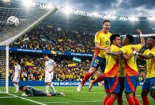 Colombia players celebrate during FIFA World Cup 2026 victory over Uzbekistan