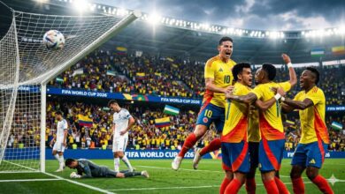 Colombia players celebrate during FIFA World Cup 2026 victory over Uzbekistan