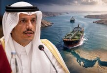 Qatari Prime Minister discussing maritime security and the Strait of Hormuz during an international interview