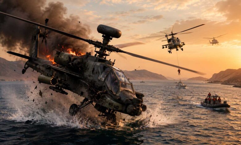 US Apache Helicopter Crash Near Strait of Hormuz with rescue operation underway in the Gulf region