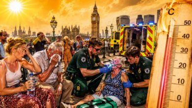 Emergency responders assisting people during an extreme heatwave in England as experts warn of thousands of heat-related deaths.