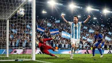 Lionel Messi celebrates as Argentina defeats Cape Verde 3-2 after extra time in the FIFA World Cup 2026 Round of 32.