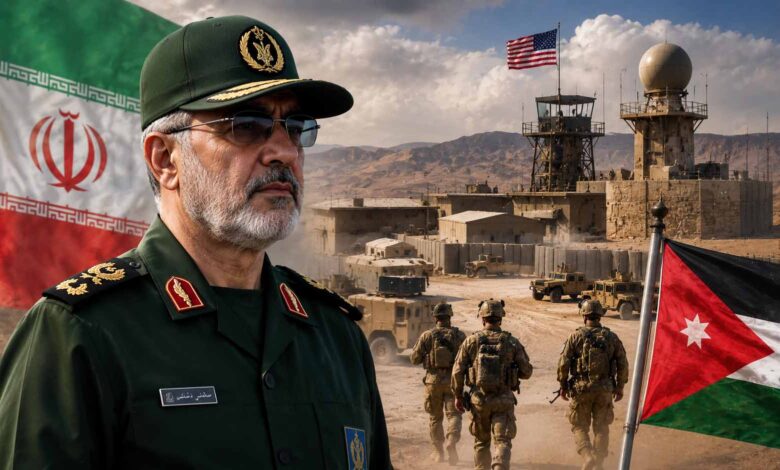 Iranian Revolutionary Guards statement regarding Jordan and US military bases amid rising Middle East tensions.