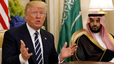 US President Donald Trump speaking at the White House about the proposed US-Saudi nuclear agreement.
